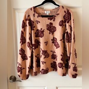 Elle Pink and Burgundy Floral Sweater